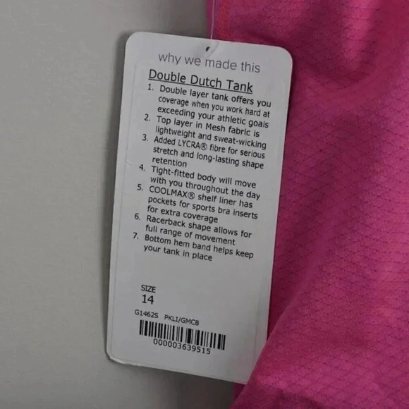 NWT Lululemon Ivivva Double Dutch Tank Top Pink Blue Athletic  Size 14 - Picture 5 of 10